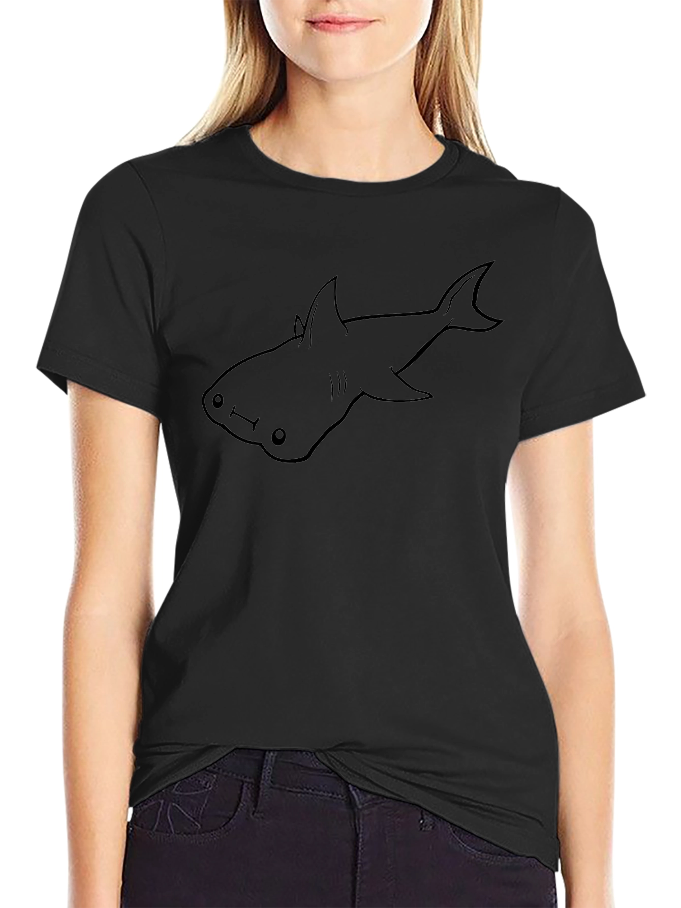 Hammerhead Shark Graphic Tee - Black Cotton T-Shirt