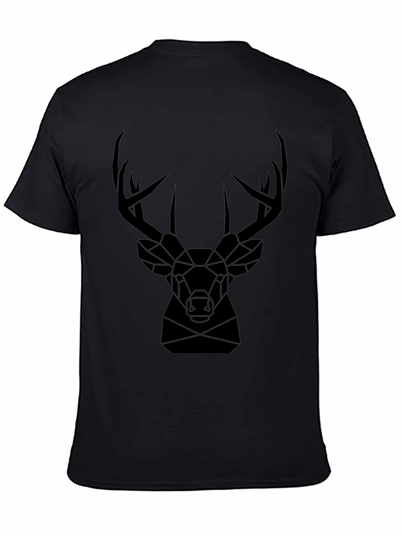 Geometric Deer Head Graphic Tee - Black T-Shirt