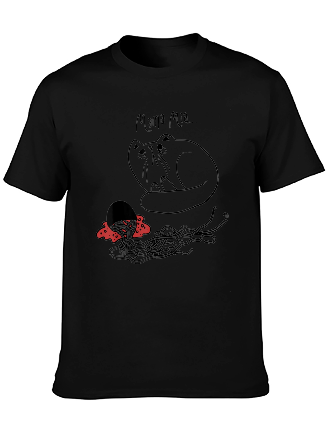 Mama Mia Cat & Spaghetti Graphic T-Shirt