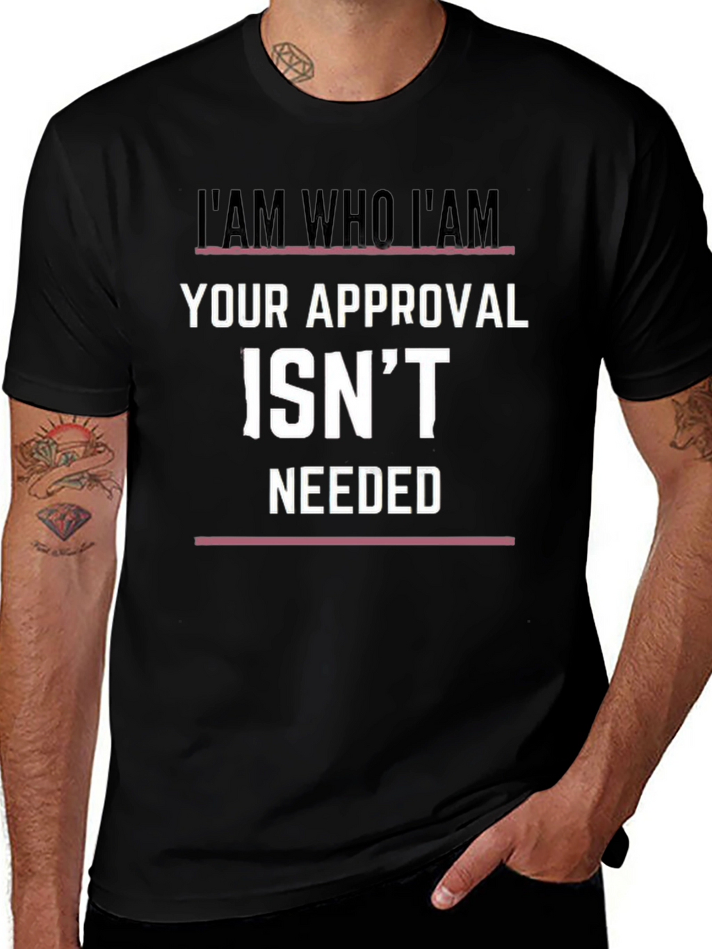 I AM WHO I AM Slogan Graphic Black T-Shirt
