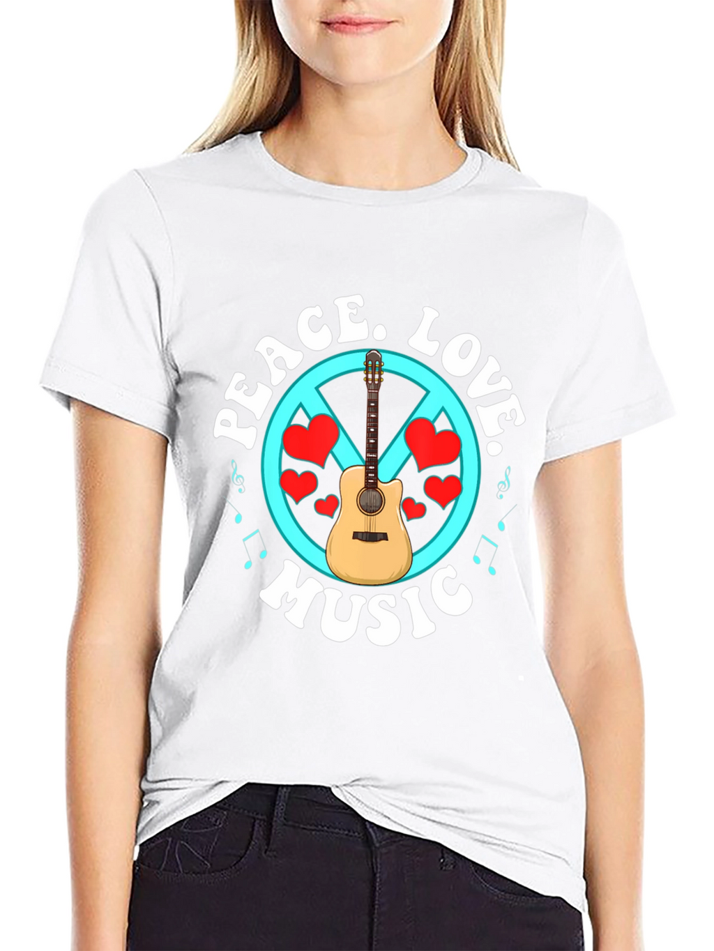 Peace Love Music T-Shirt - Guitar Graphic Tee
