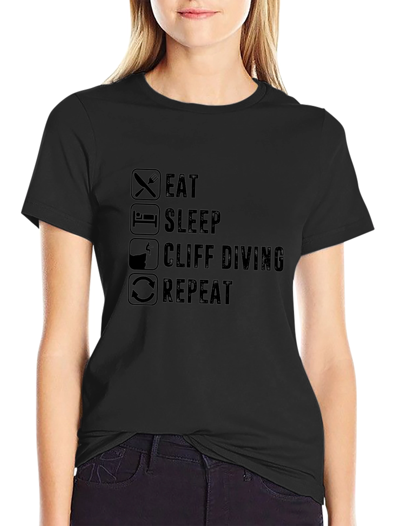 Eat Sleep Cliff Diving Repeat Graphic T-Shirt