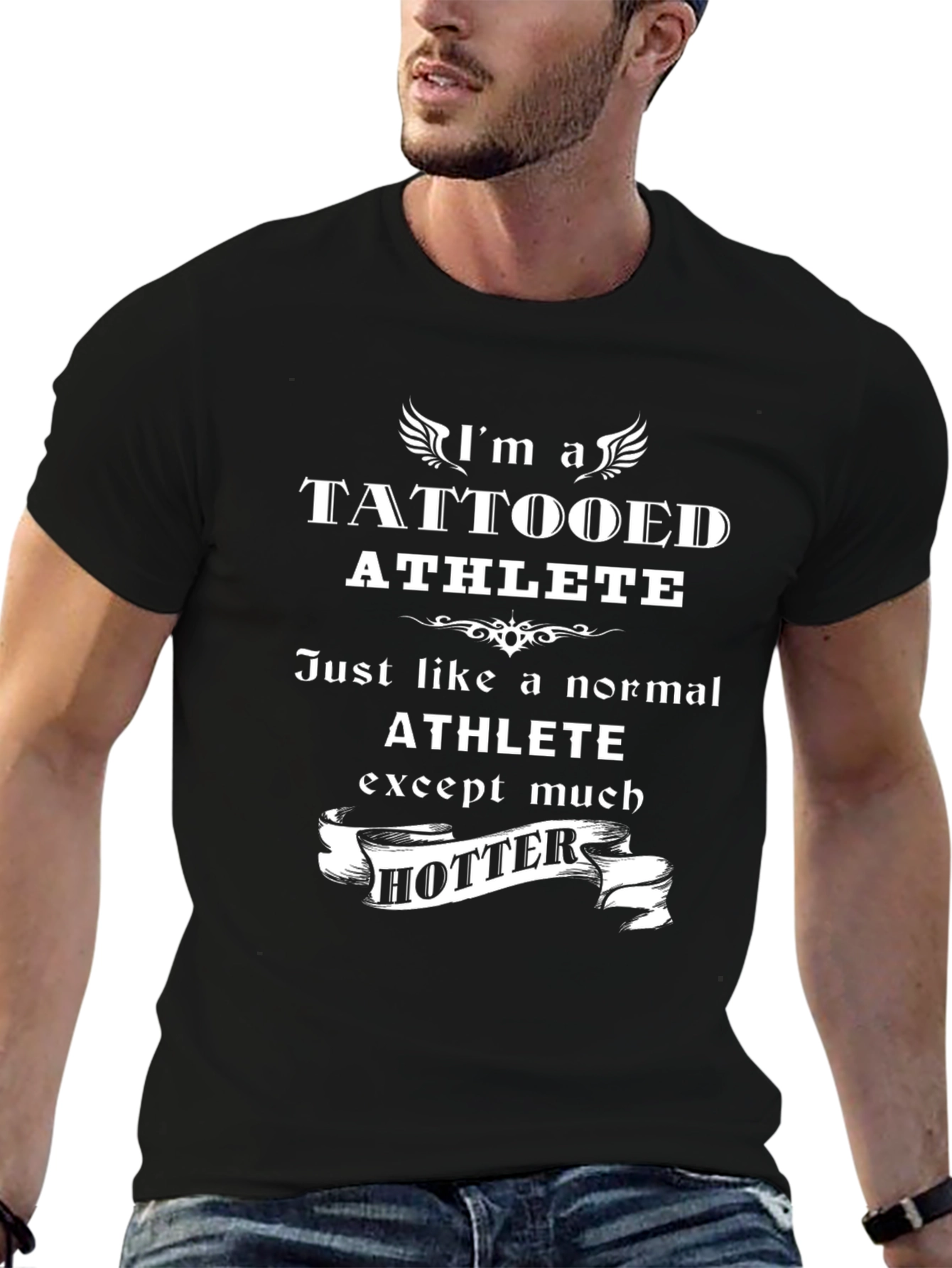 Tattooed Athlete Black Graphic T-Shirt