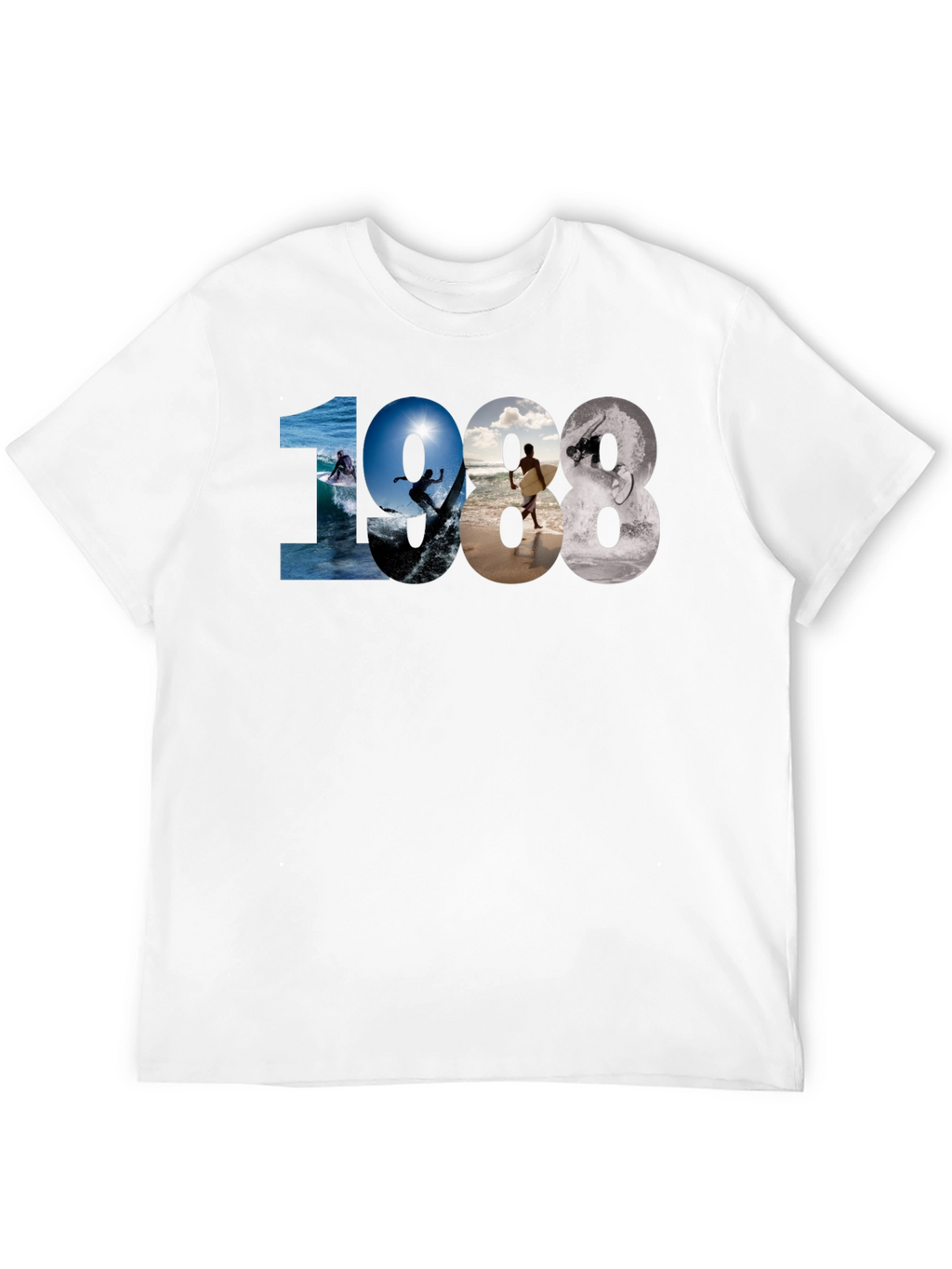 1988 Surfing Graphic Tee - Black Casual T-Shirt