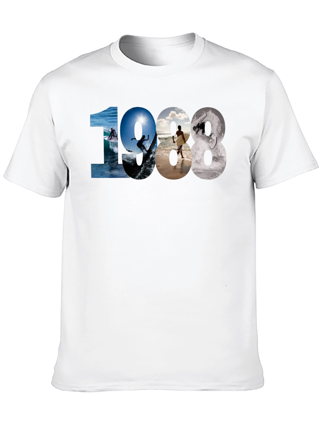1988 Surfing Graphic Tee - Black Casual T-Shirt