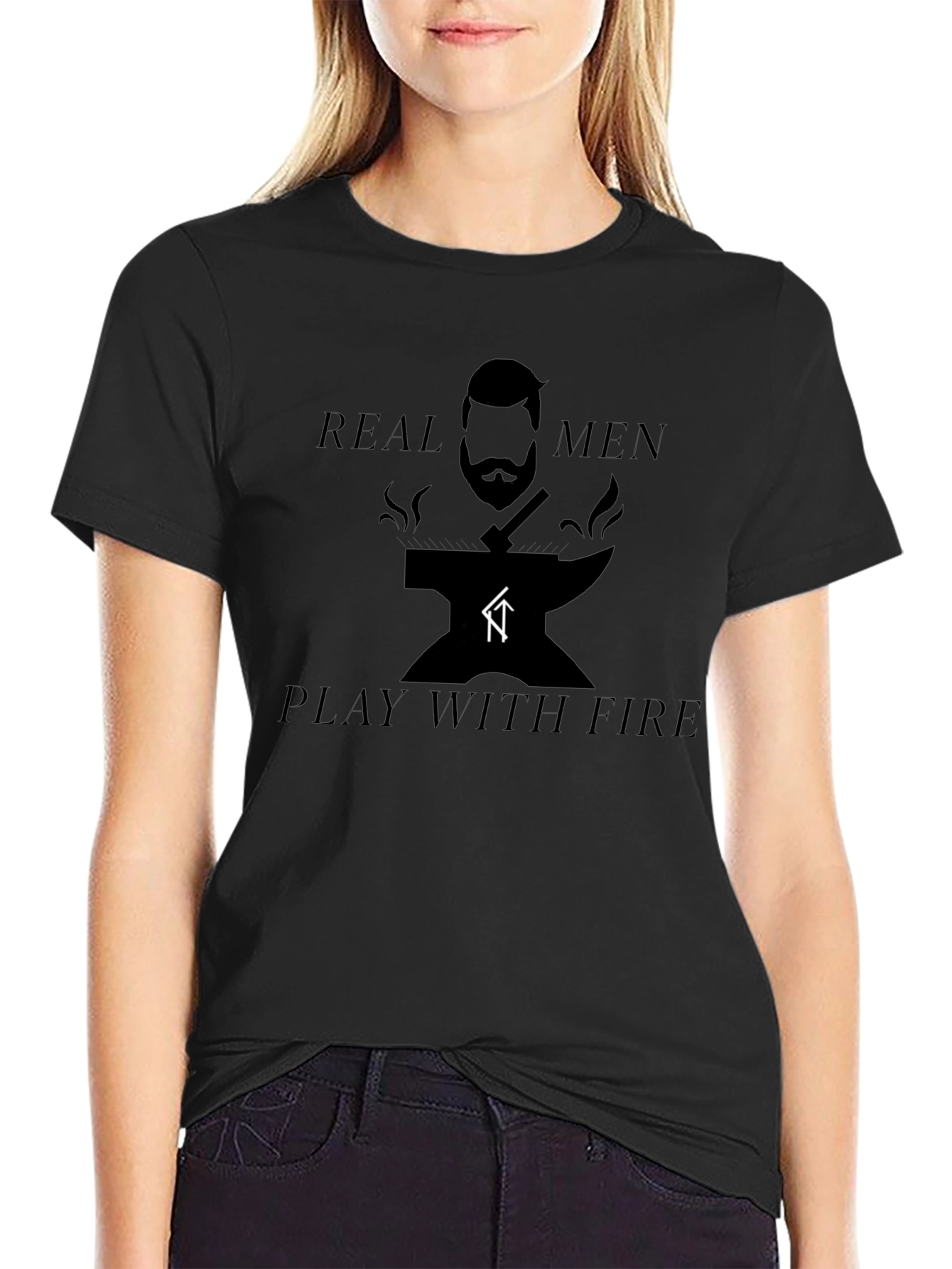 Real Men Play With Fire Blacksmith Graphic Tee