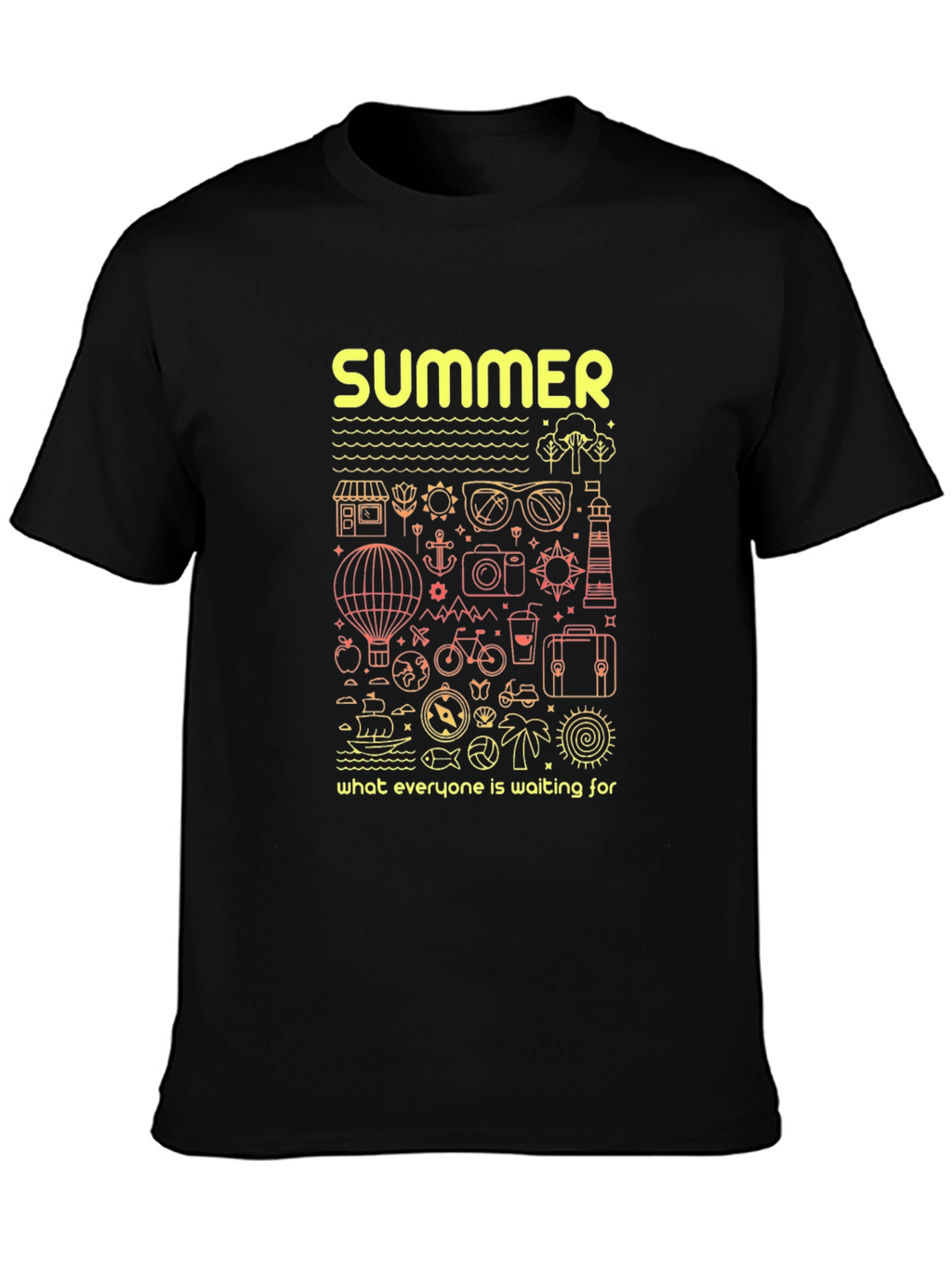 Summer Vacation Graphic Tee - Black