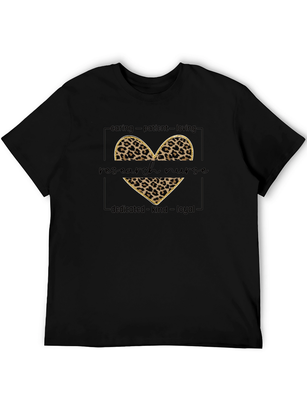 Research Nurse Leopard Heart Graphic T-Shirt