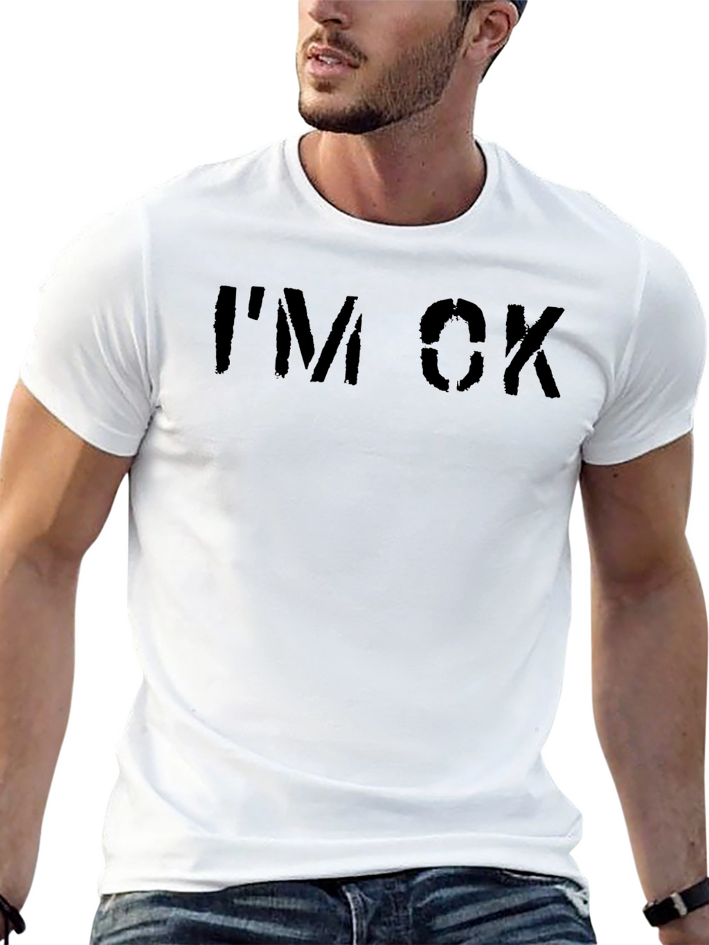 Im OK Graphic Tee - Black Casual T-Shirt