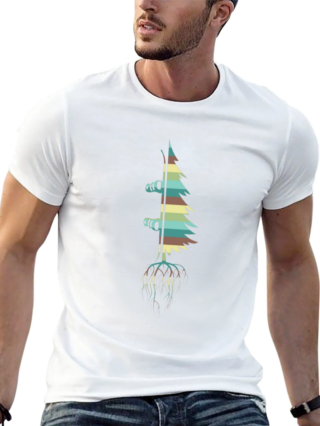 Retro Ski Tree Black T-Shirt