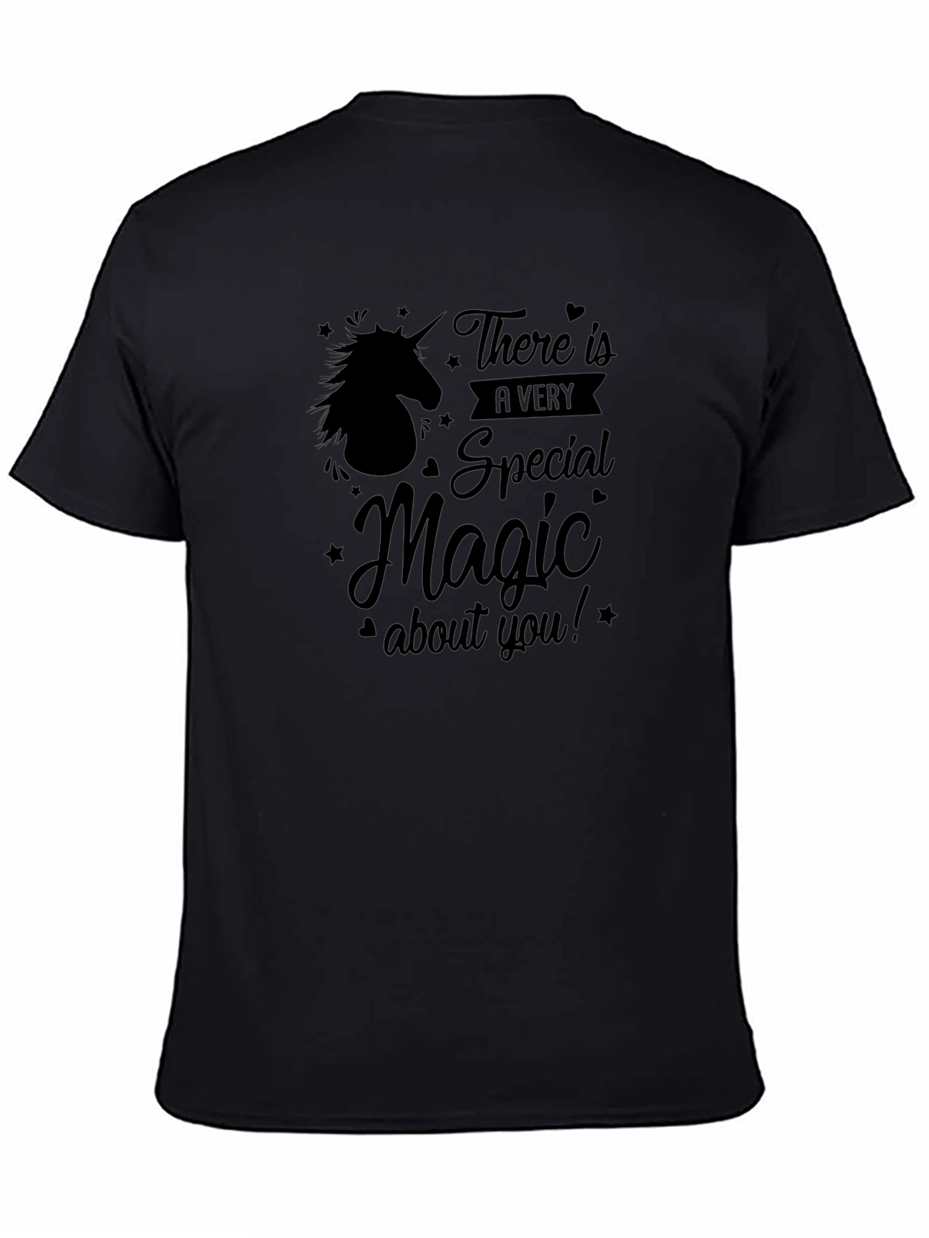 Unicorn Magic Graphic Tee - Black Cotton Shirt