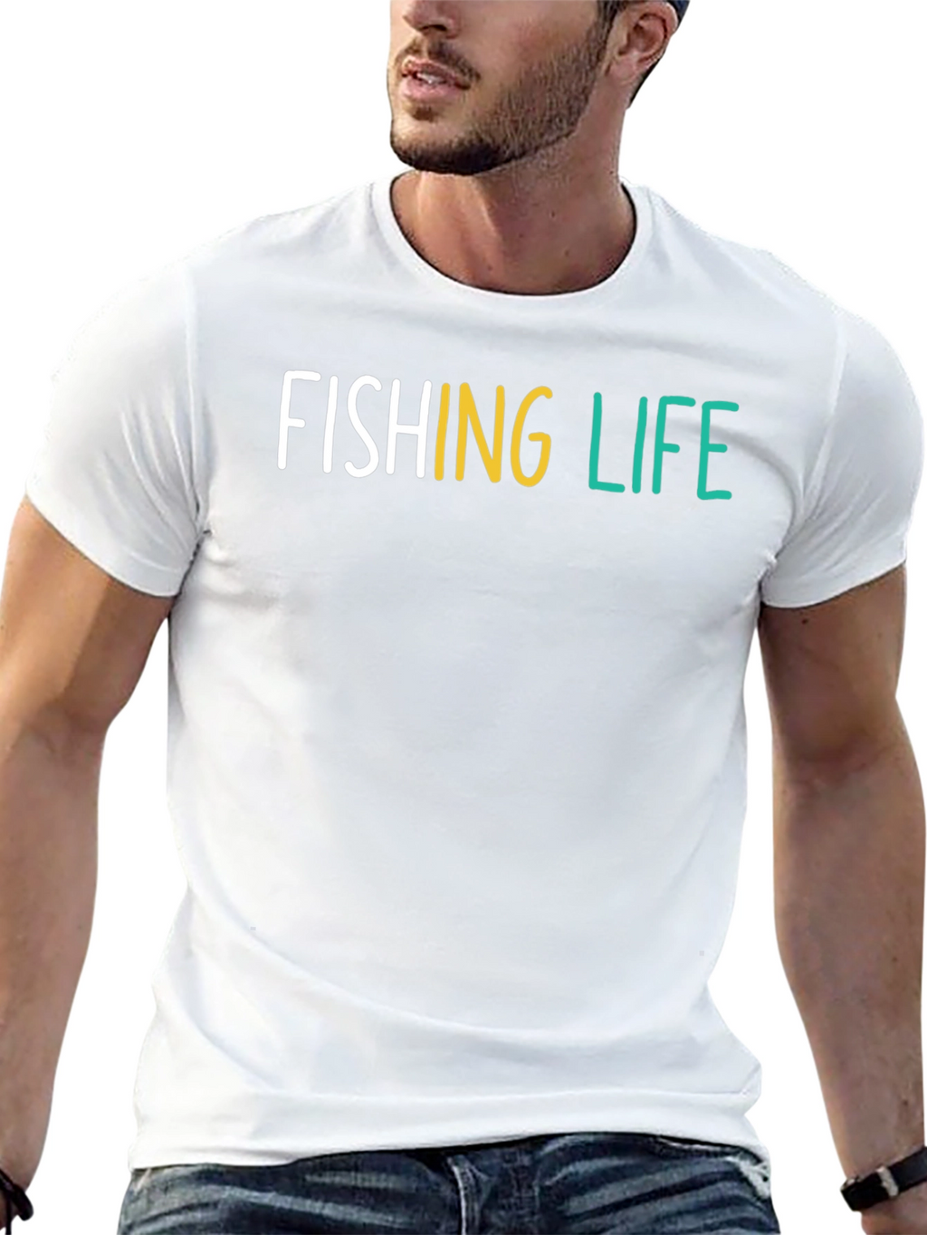 Fishing Life Graphic Tee - Black Cotton T-Shirt