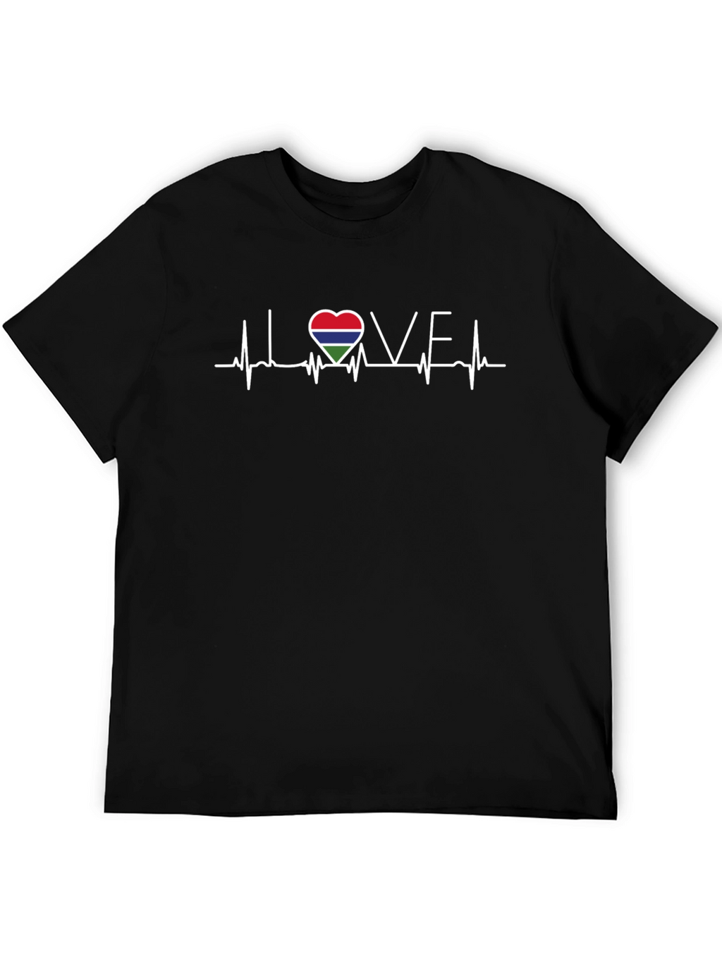 Gambia Love Heartbeat T-Shirt - Black Cotton Tee