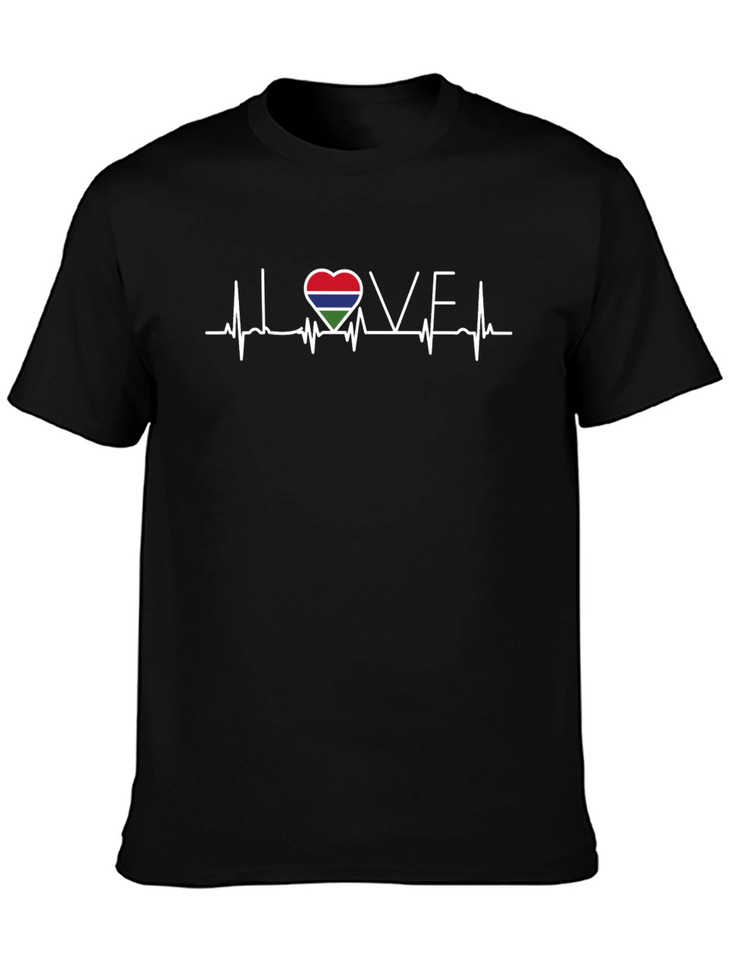 Gambia Love Heartbeat T-Shirt - Black Cotton Tee