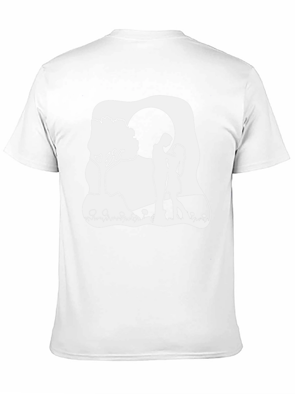 Romantic Couple Moon Tree Black T-Shirt