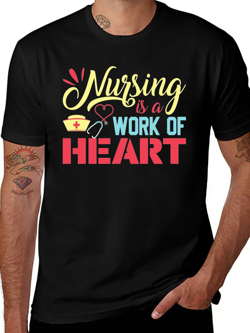 Nursing is a Work of Heart Graphic Tee