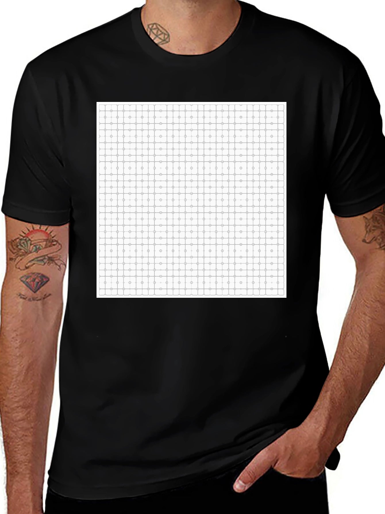 Geometric Grid T-Shirt - Modern Pattern Tee