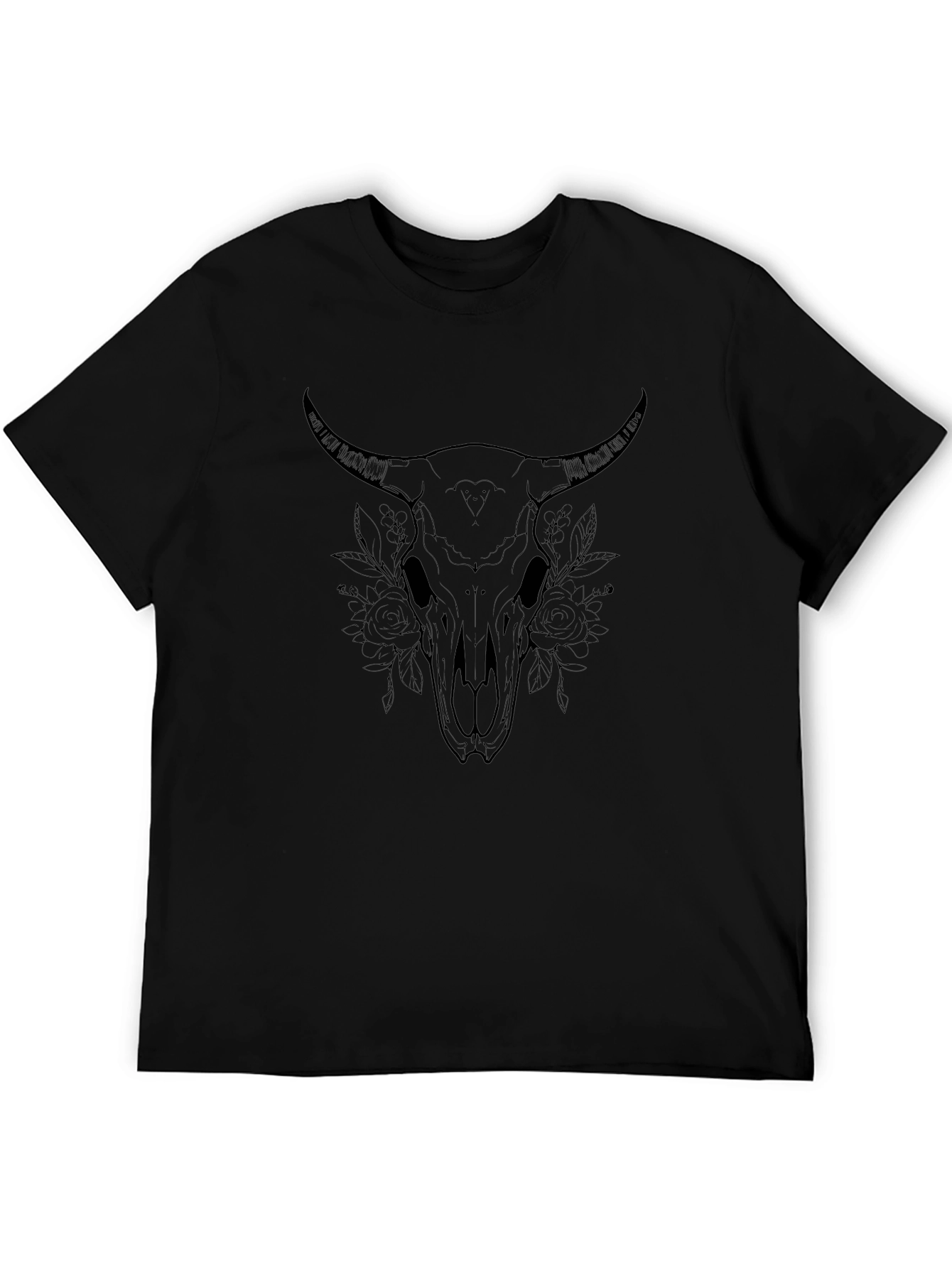 Black Bull Skull Graphic Tee - Stylish & Edgy