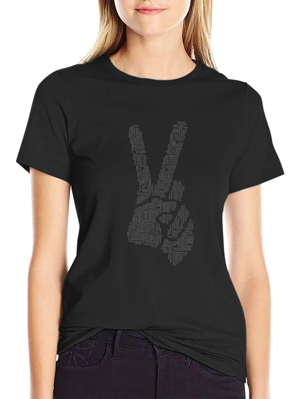Peace Sign Word Art Tee - Black