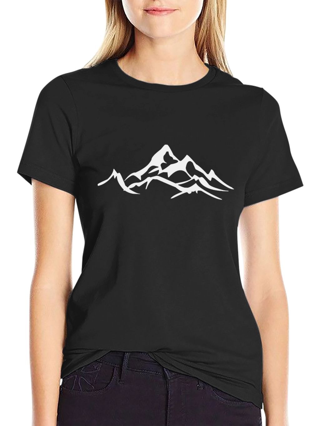 Black T-Shirt with Mountain Peak Graphic