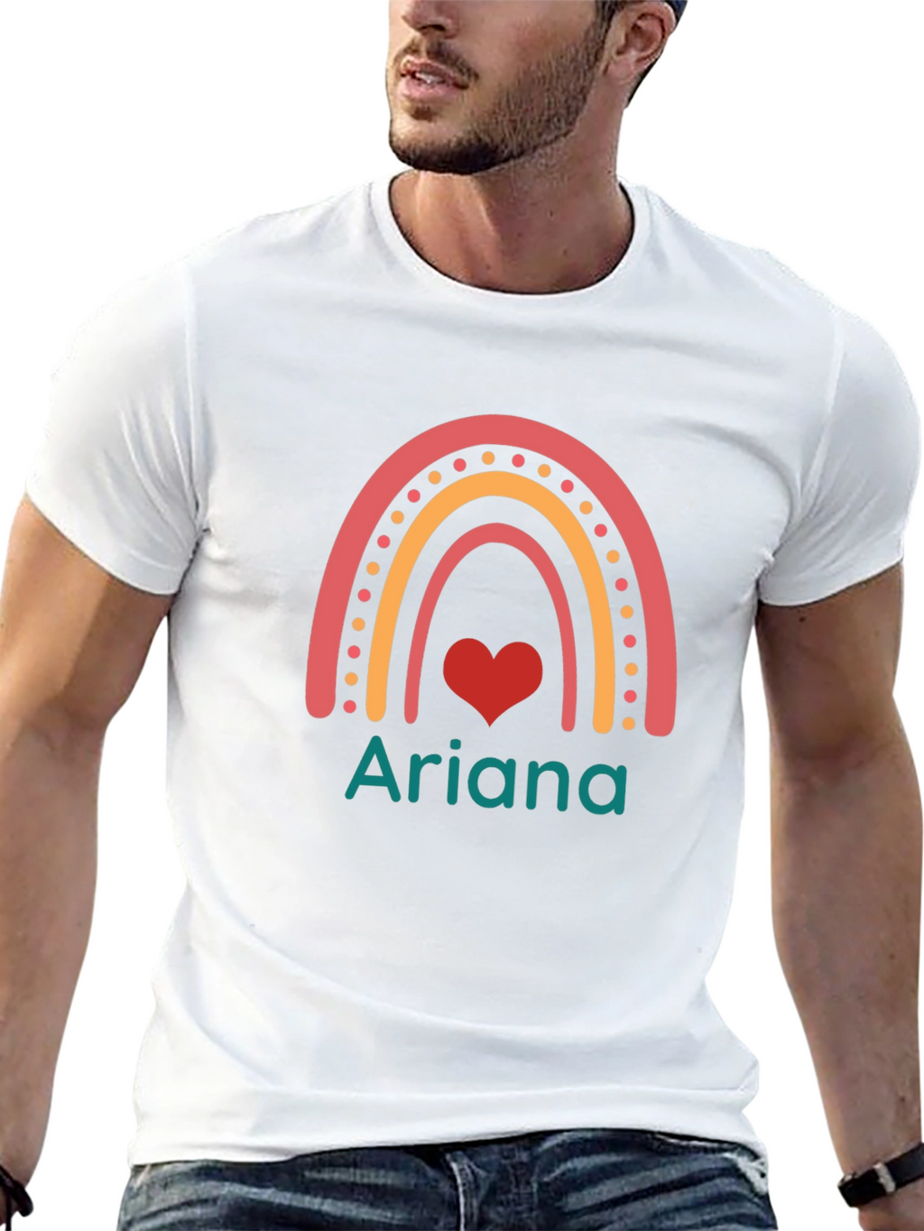 Rainbow Heart Ariana Custom T-Shirt - Black