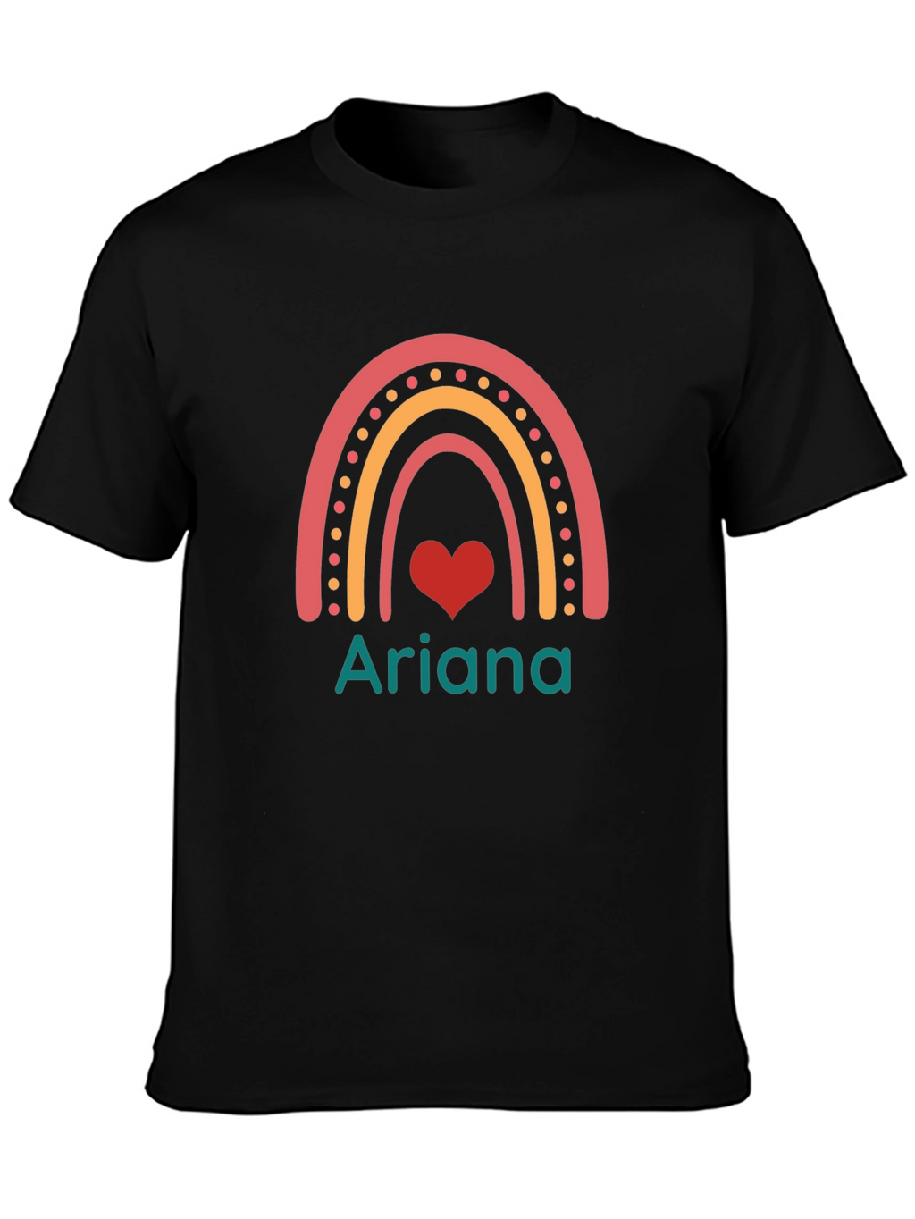 Rainbow Heart Ariana Custom T-Shirt - Black