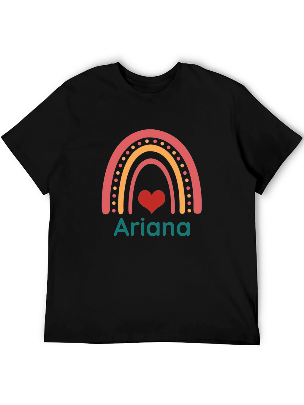 Rainbow Heart Ariana Custom T-Shirt - Black