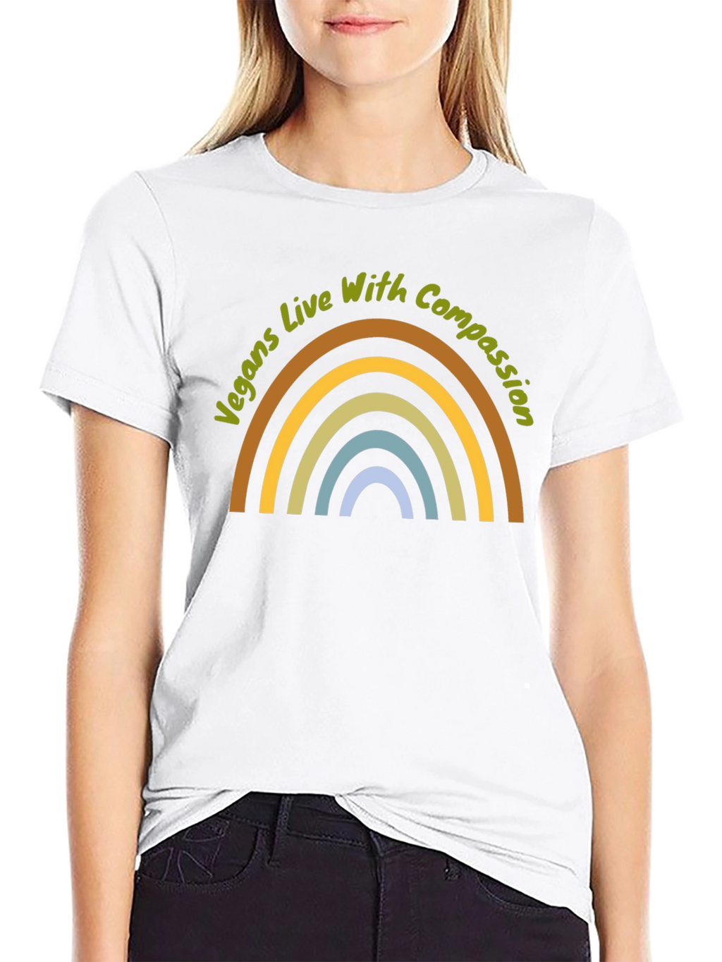 Vegans Live With Compassion Rainbow Graphic T-Shirt