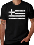 Greek Flag T-Shirt - Distressed Style Tee