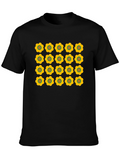 Retro Floral Print Black T-Shirt