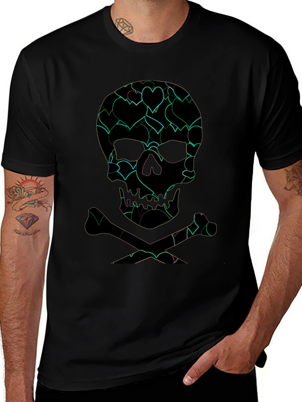 Heart Skull Graphic Tee - Edgy Style