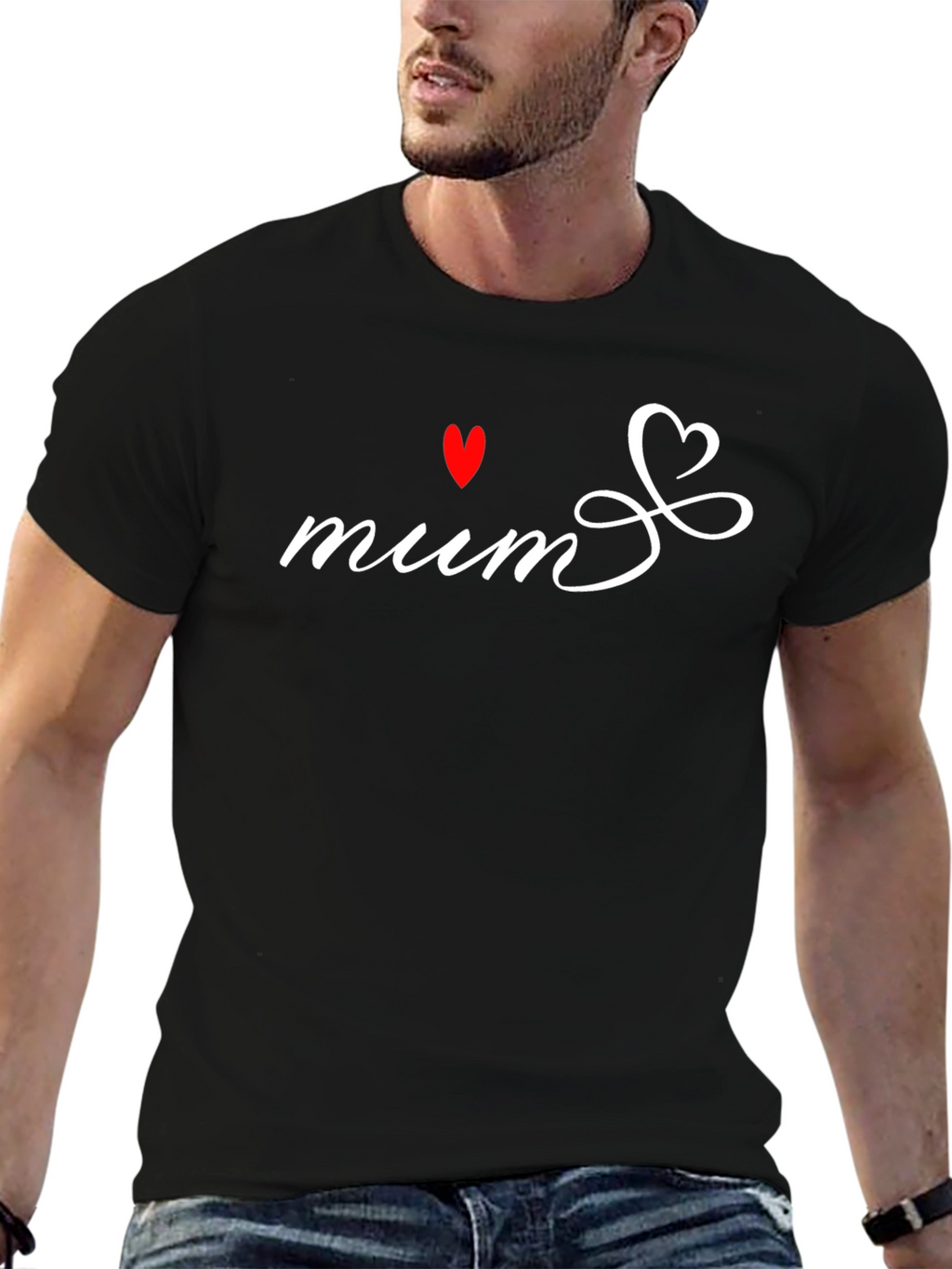 Mum Heart Graphic Black T-Shirt