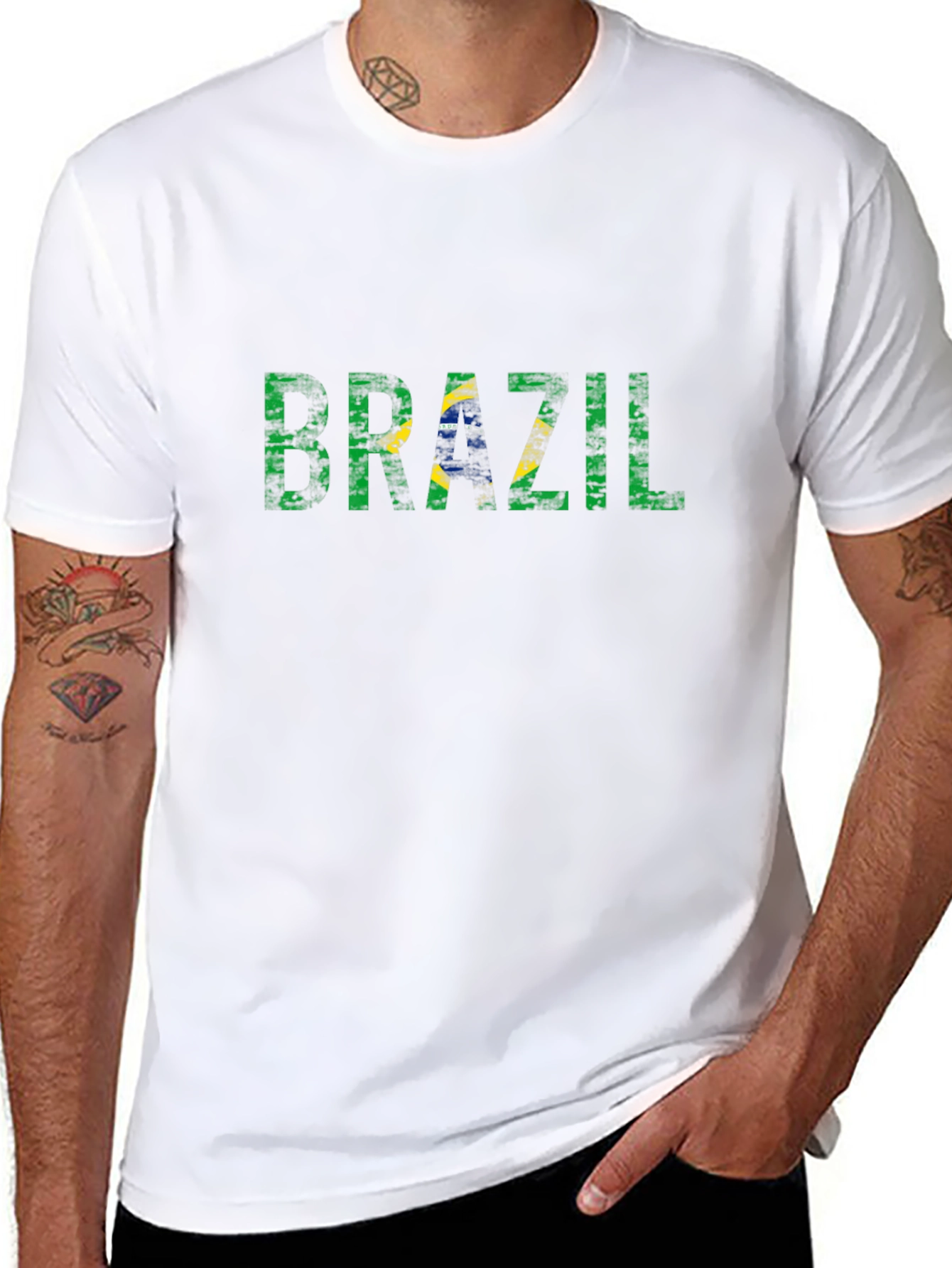 Brazil Flag Graphic Tee - Black T-Shirt