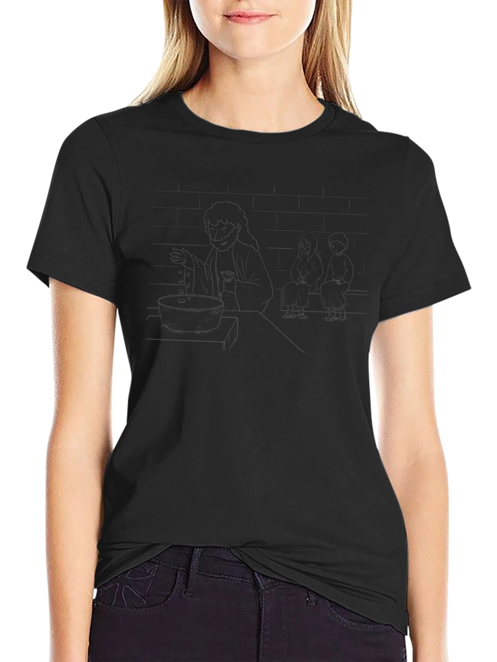 Cartoon Style Graphic Black T-Shirt