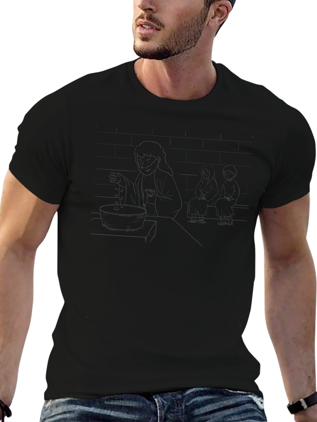 Cartoon Style Graphic Black T-Shirt