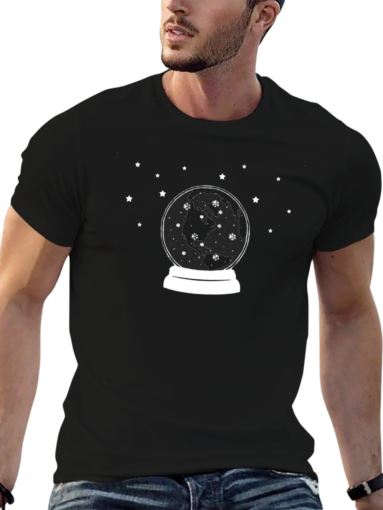 Snow Globe Graphic Tee - Stylish Black T-Shirt