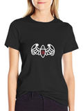 Unique Bat Graphic Print Black T-Shirt