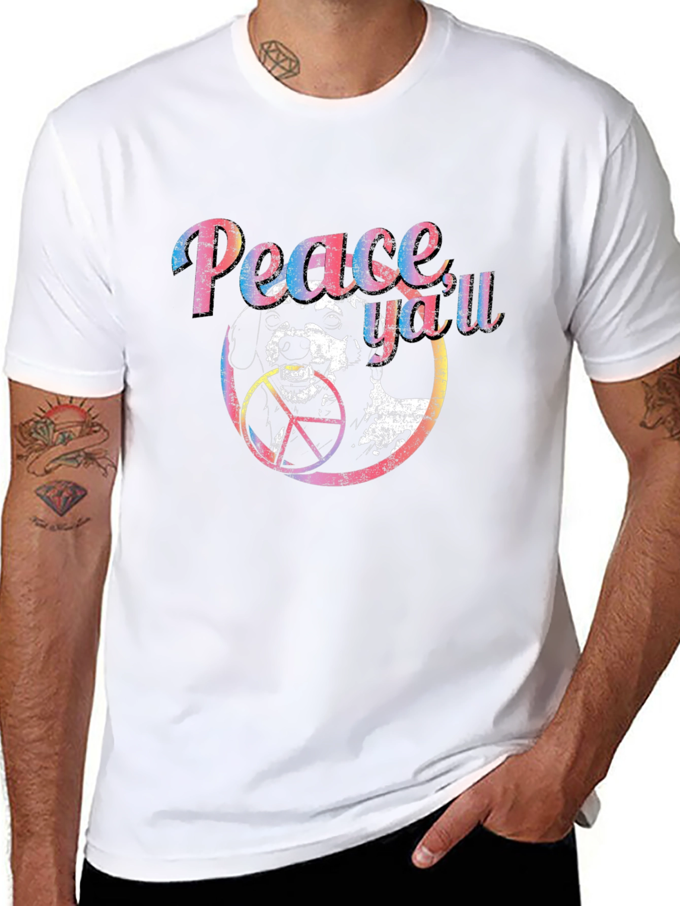 Peace Yall Dog Graphic T-Shirt
