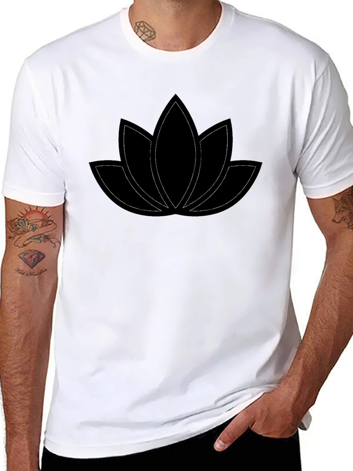 Lotus Flower Graphic Tee - Black Cotton Comfort
