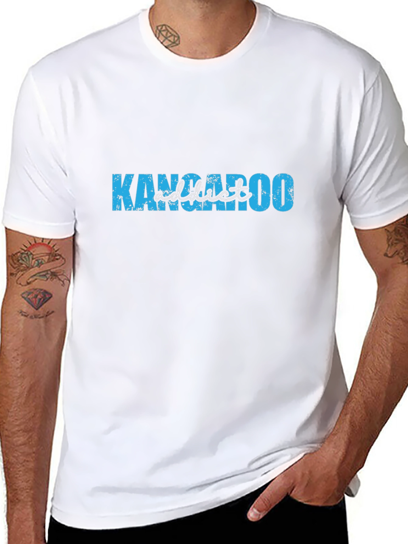 Kangaroo Addict Tee - Black Cotton T-Shirt