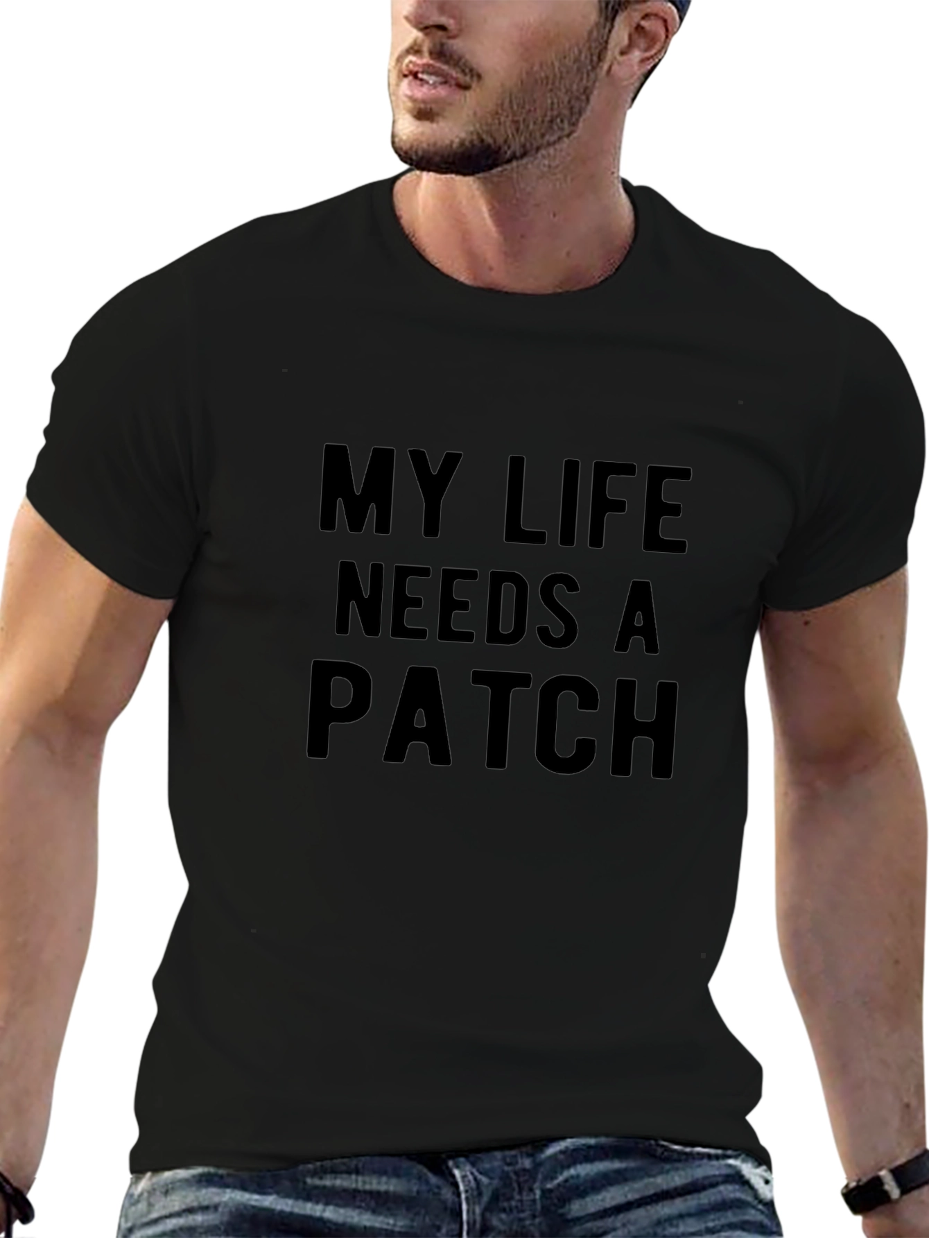 My Life Needs A Patch Graphic Tee - Black