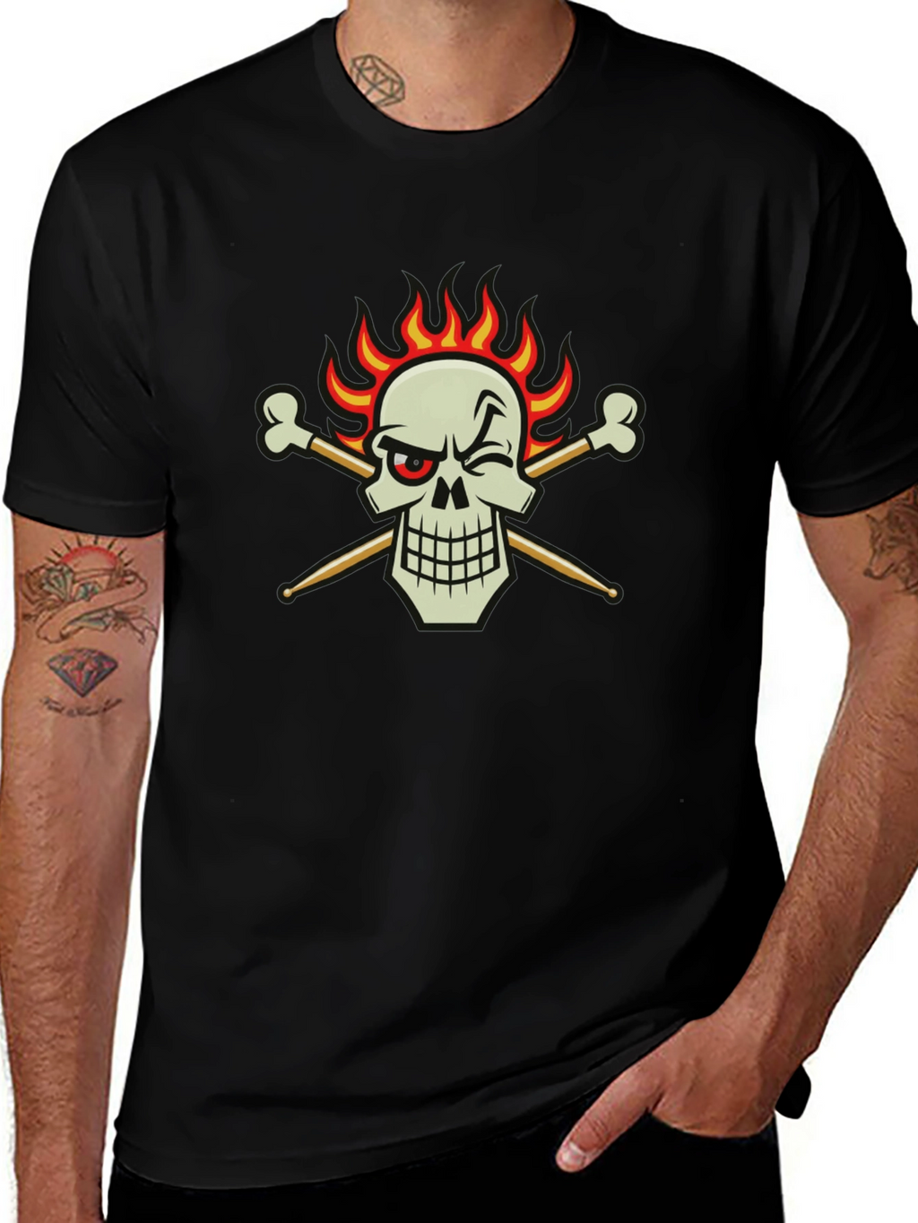 Skull & Drumsticks Black T-Shirt