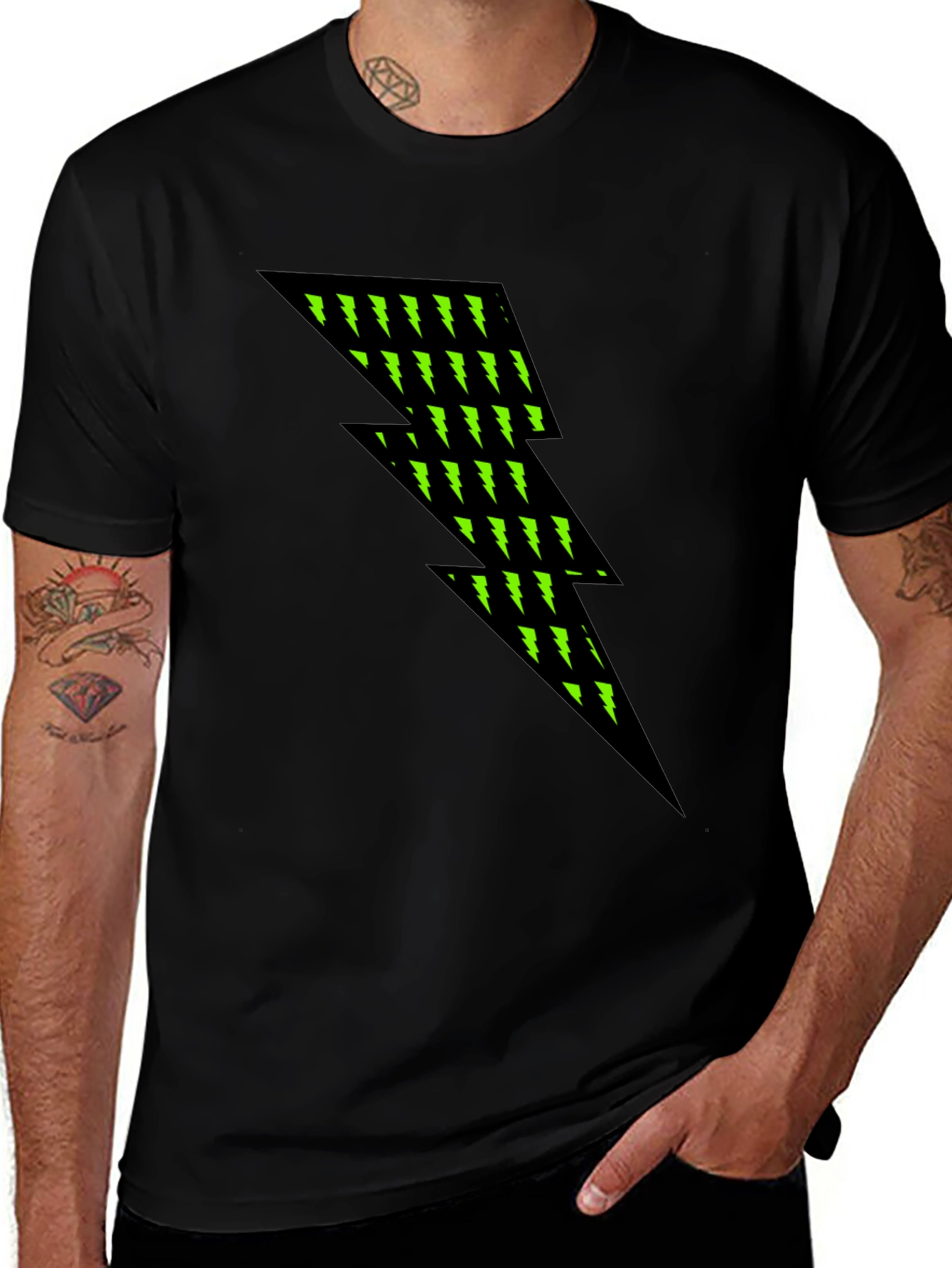 Electric Bolt Graphic Tee - Modern Mens Black T-Shirt