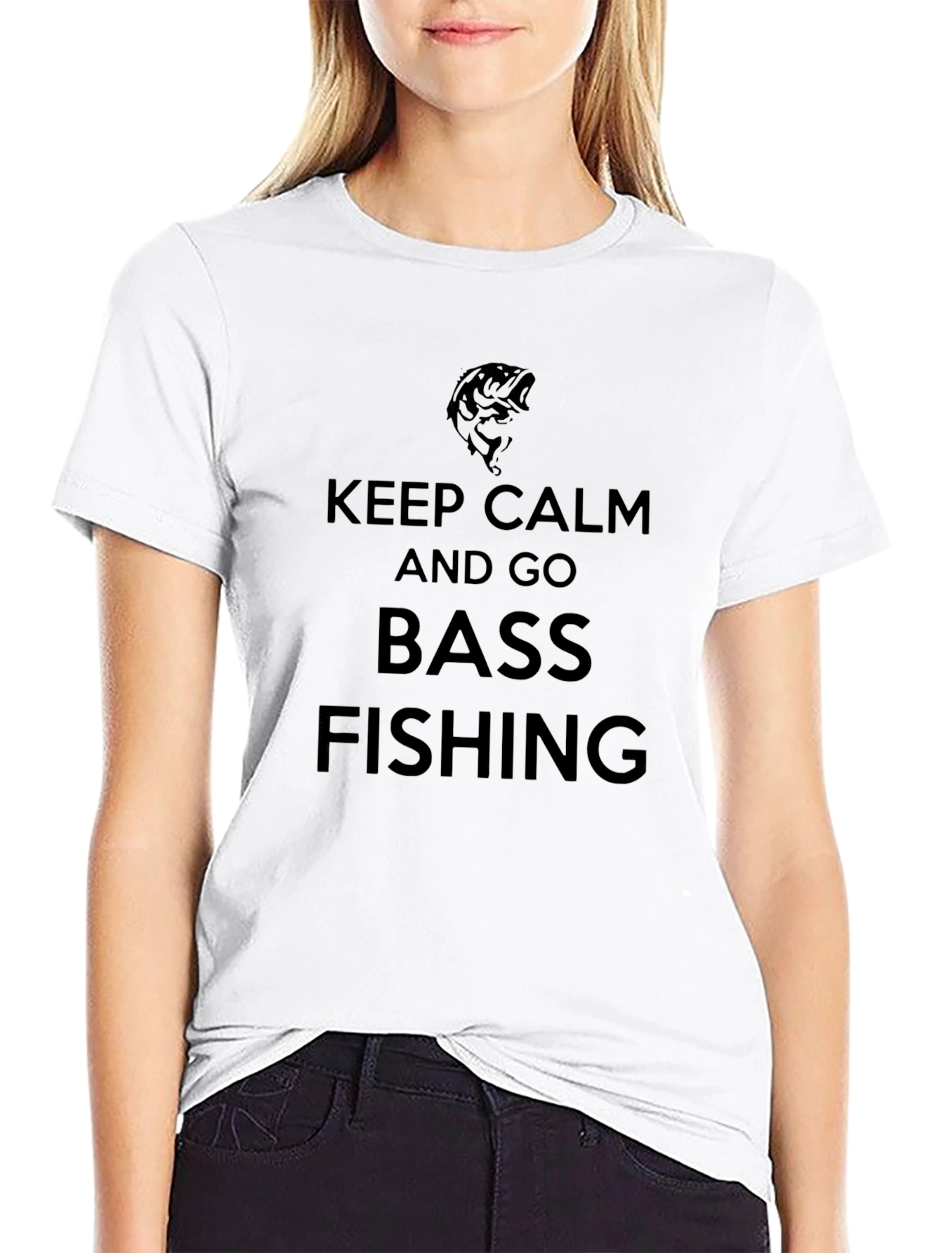 Keep Calm and Go Bass Fishing Black T-Shirt
