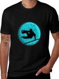 Snowboarder Moon Graphic Tee - Black