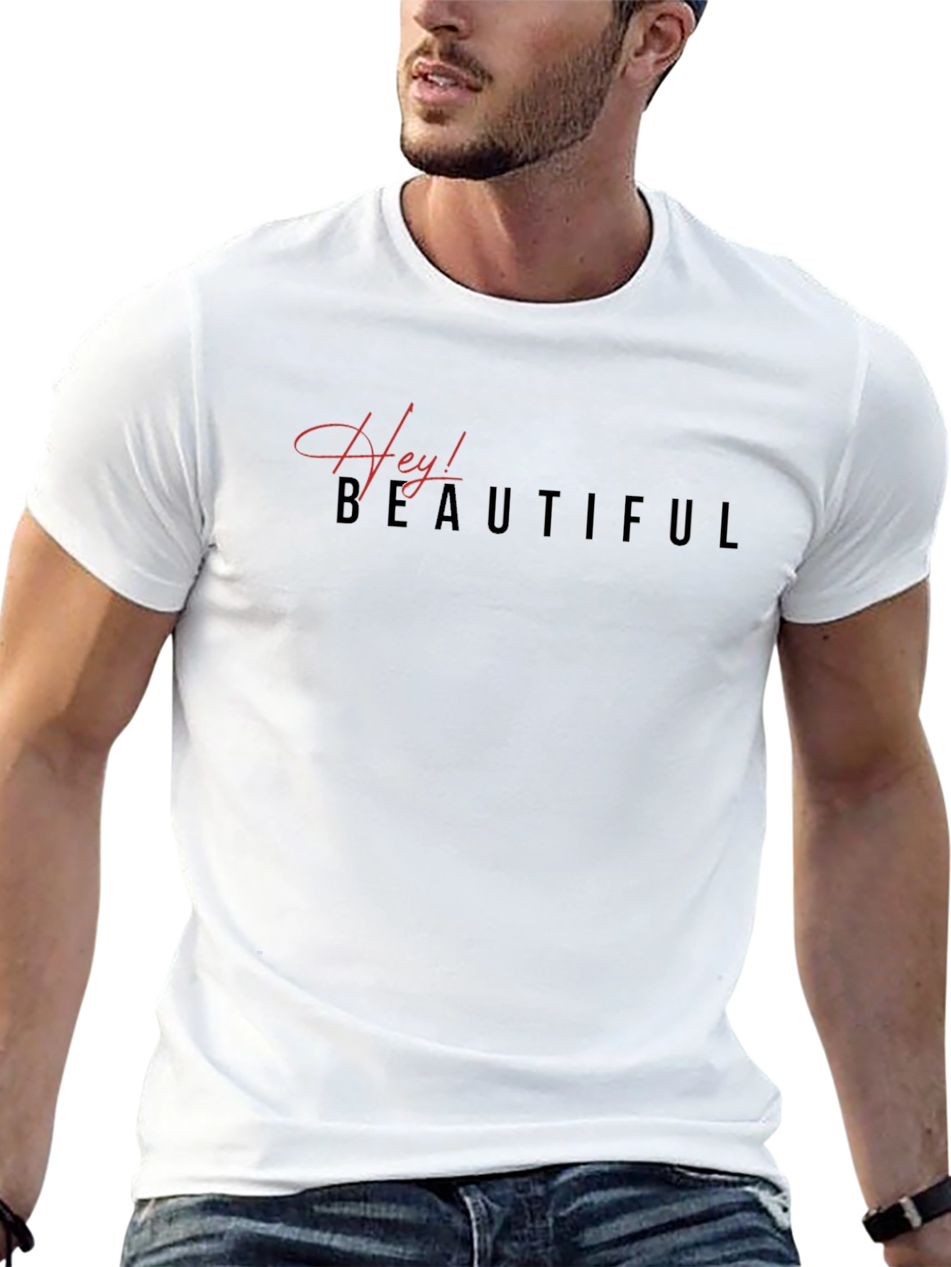 Hey! Beautiful Black Graphic T-Shirt
