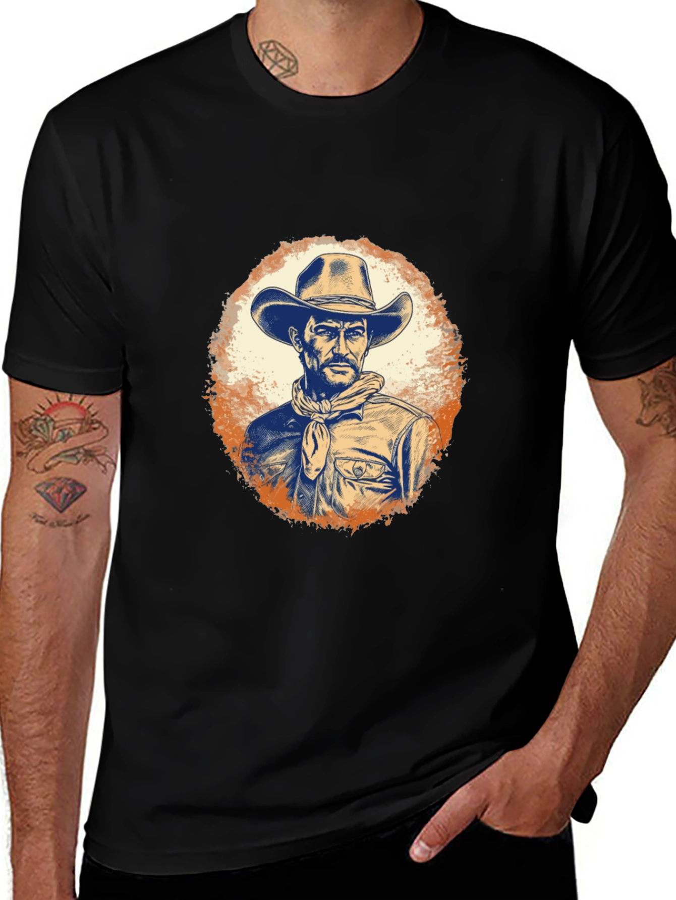 Cowboy Graphic Tee - Western Style Black T-Shirt