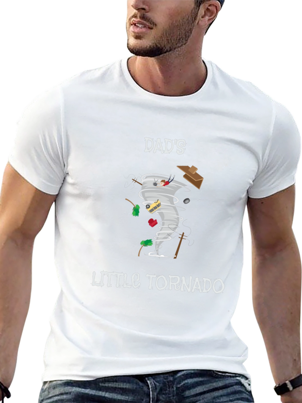 Dads Little Tornado Novelty Graphic T-Shirt