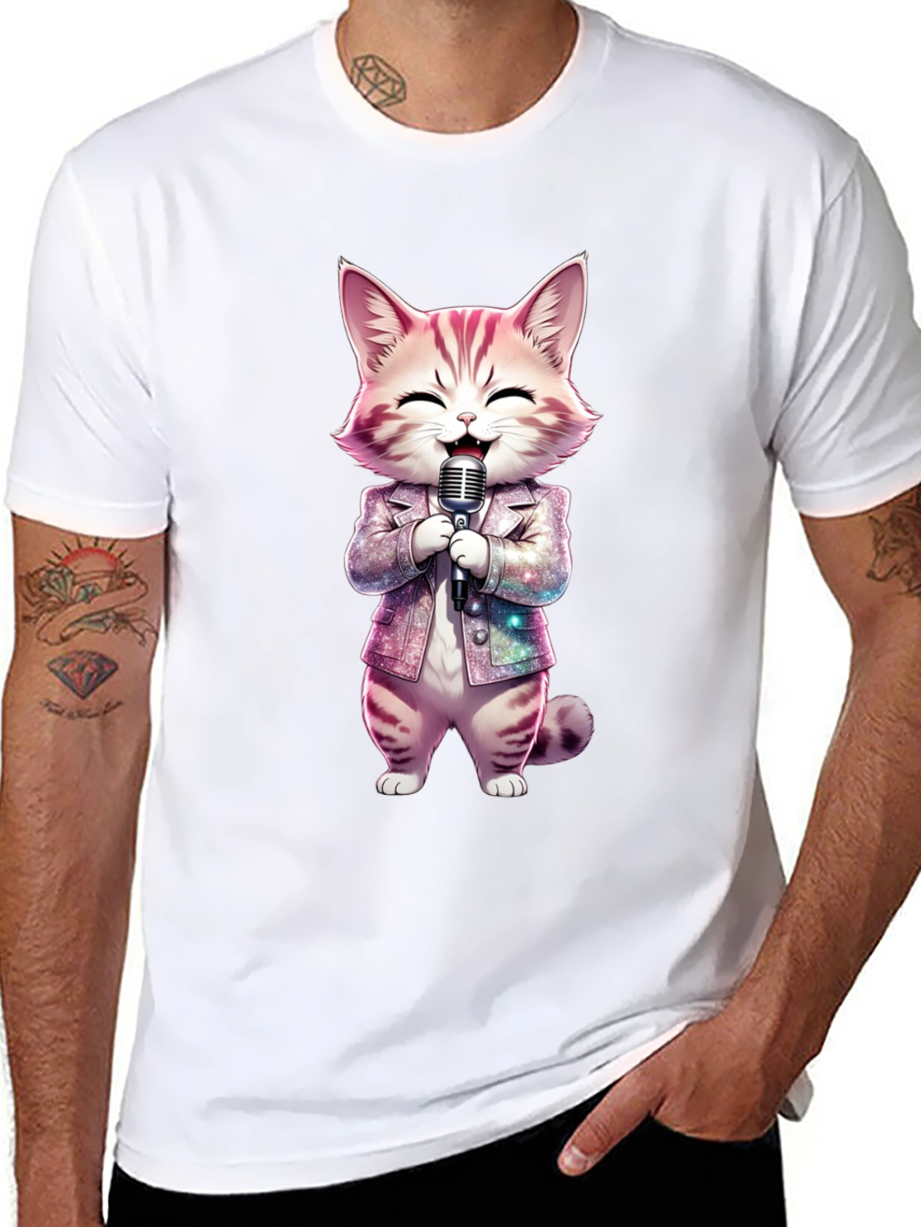 Singing Cat Graphic Tee - Funky Style