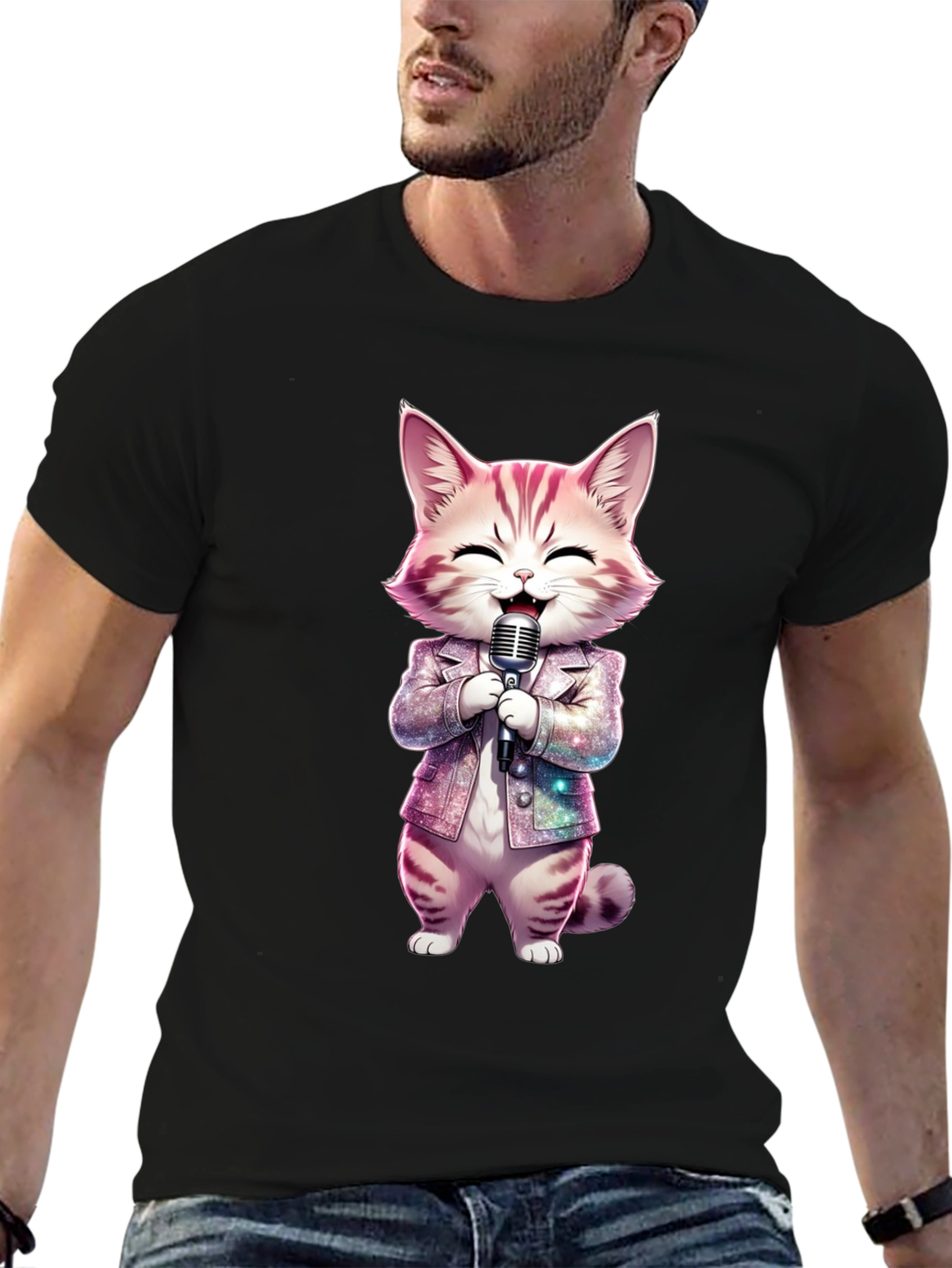 Singing Cat Graphic Tee - Funky Style